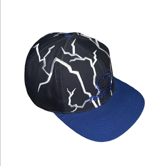 Vintage 90s Penn State Nittany Lions Drew Pearson Lightning Snapback Hat - Picture 2 of 6
